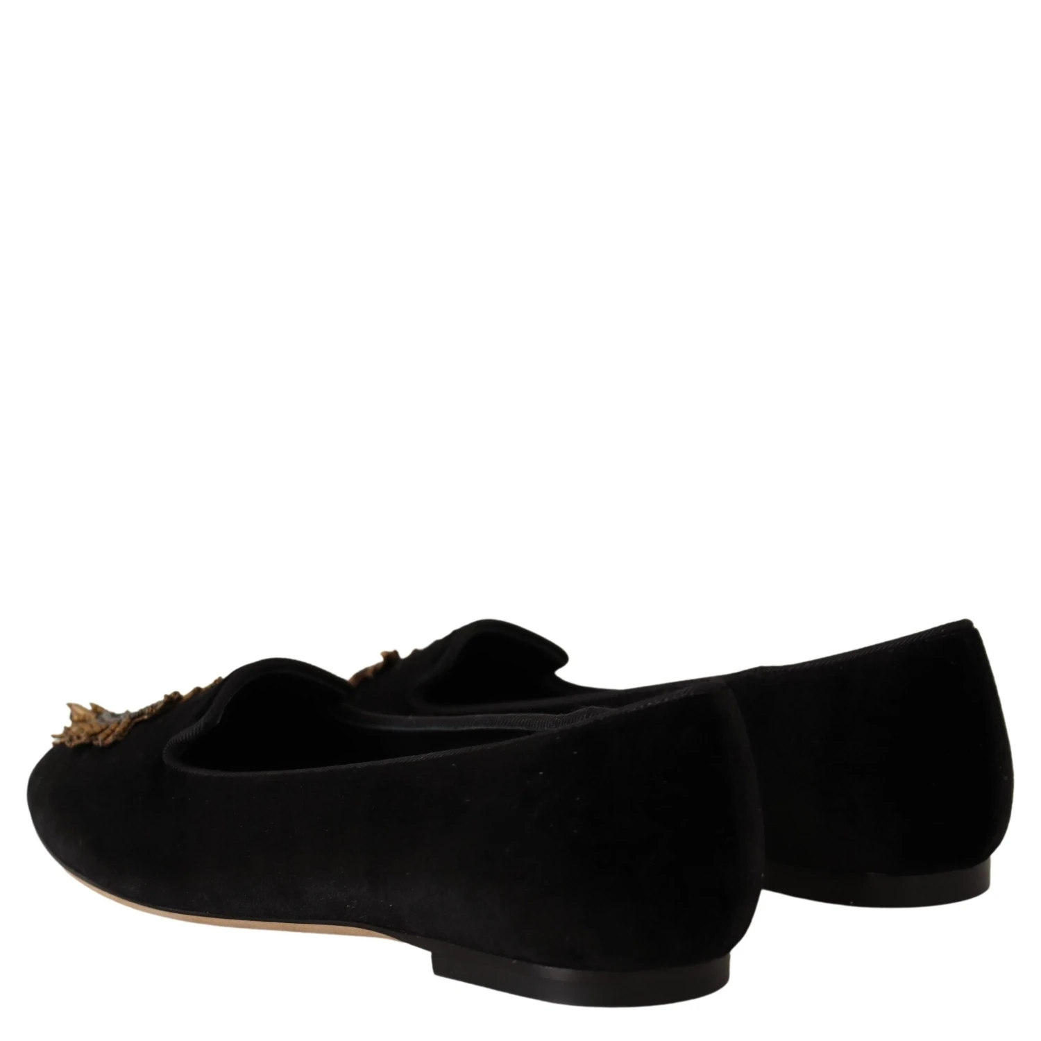 Black DG Sacred Heart Patch Slip On Flat Shoes