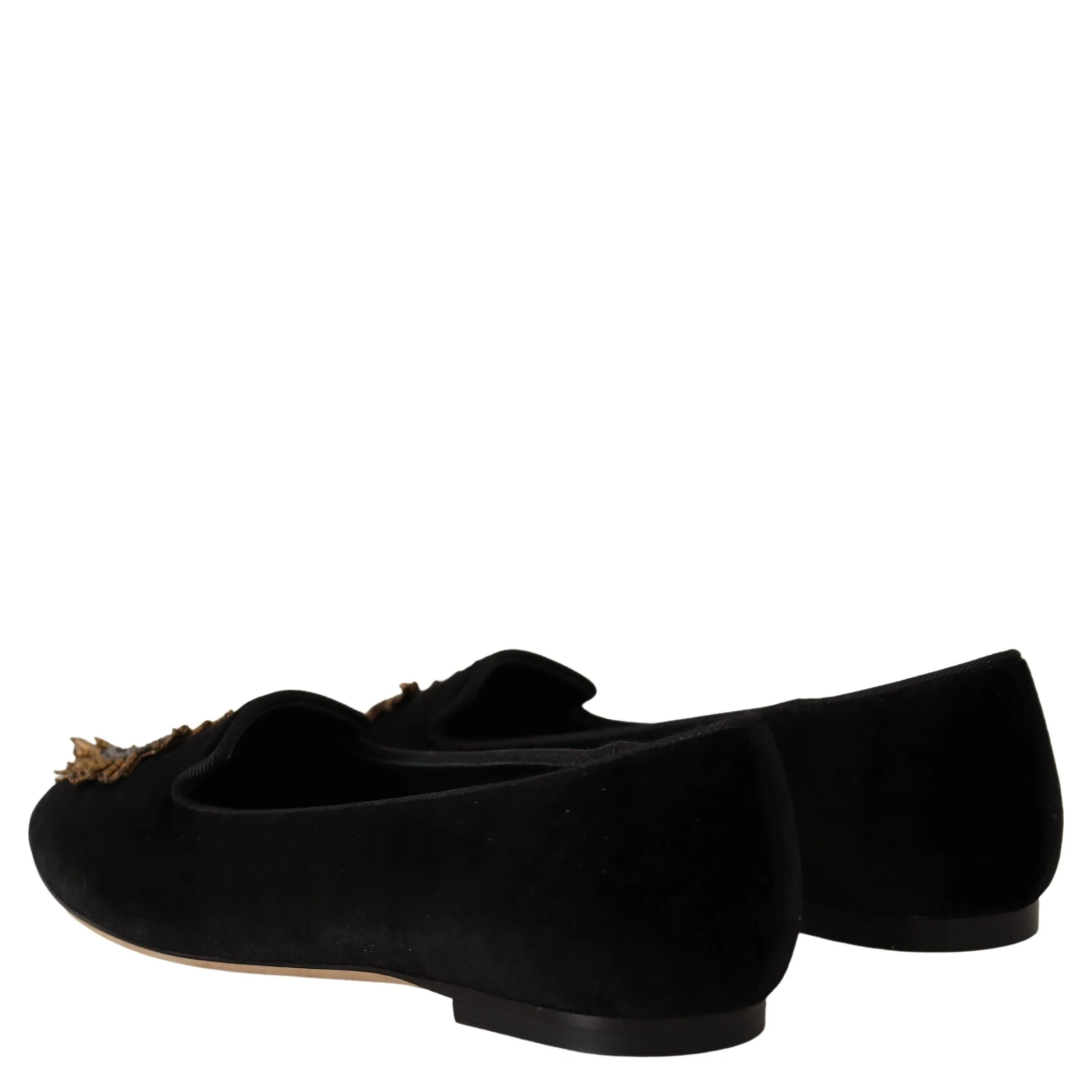 Black DG Sacred Heart Patch Slip On Flat Shoes