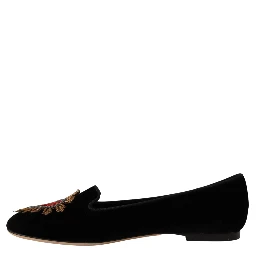 Black DG Sacred Heart Patch Slip On Flat Shoes