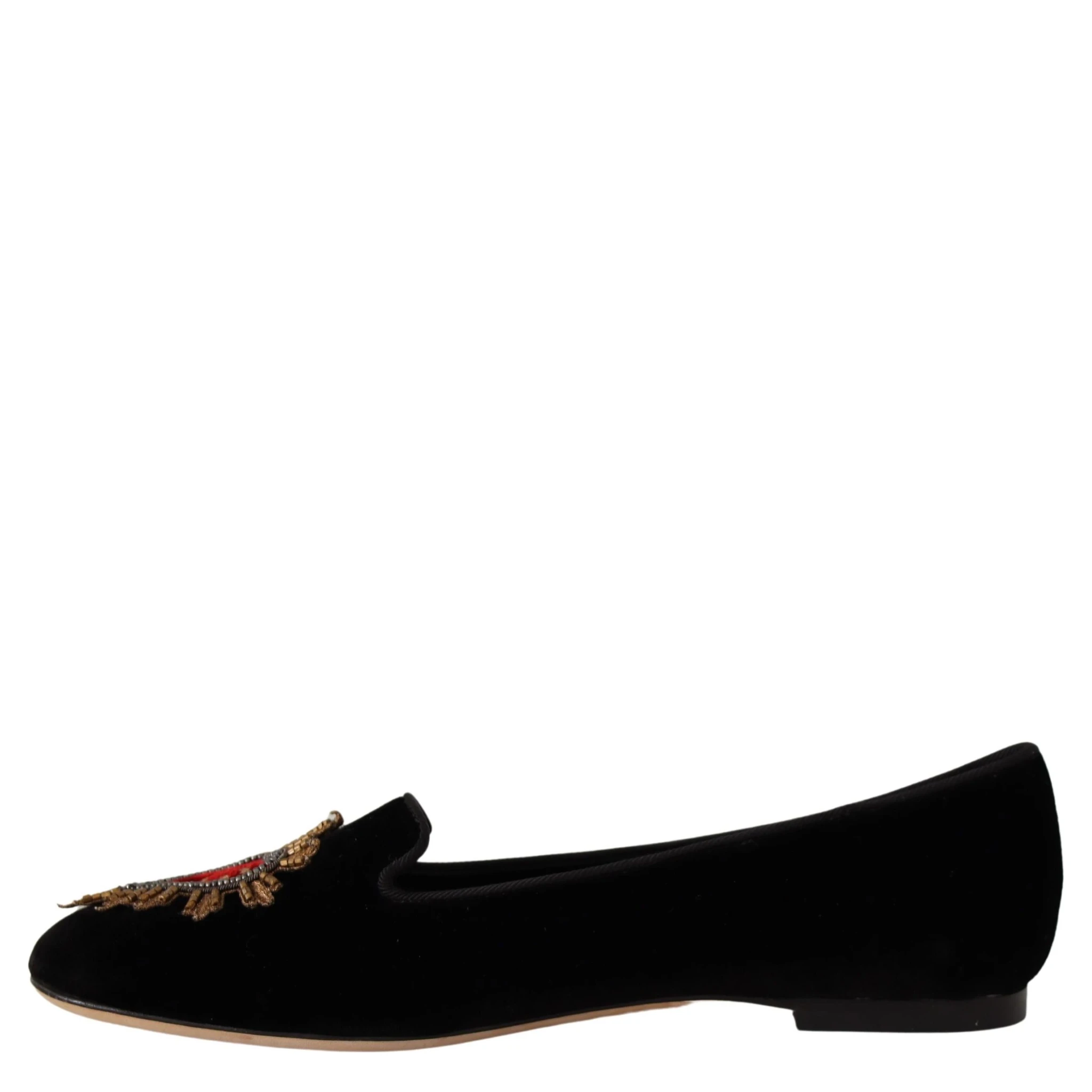 Black DG Sacred Heart Patch Slip On Flat Shoes