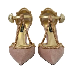 Pink Crystal T-strap Heels Pumps Shoes