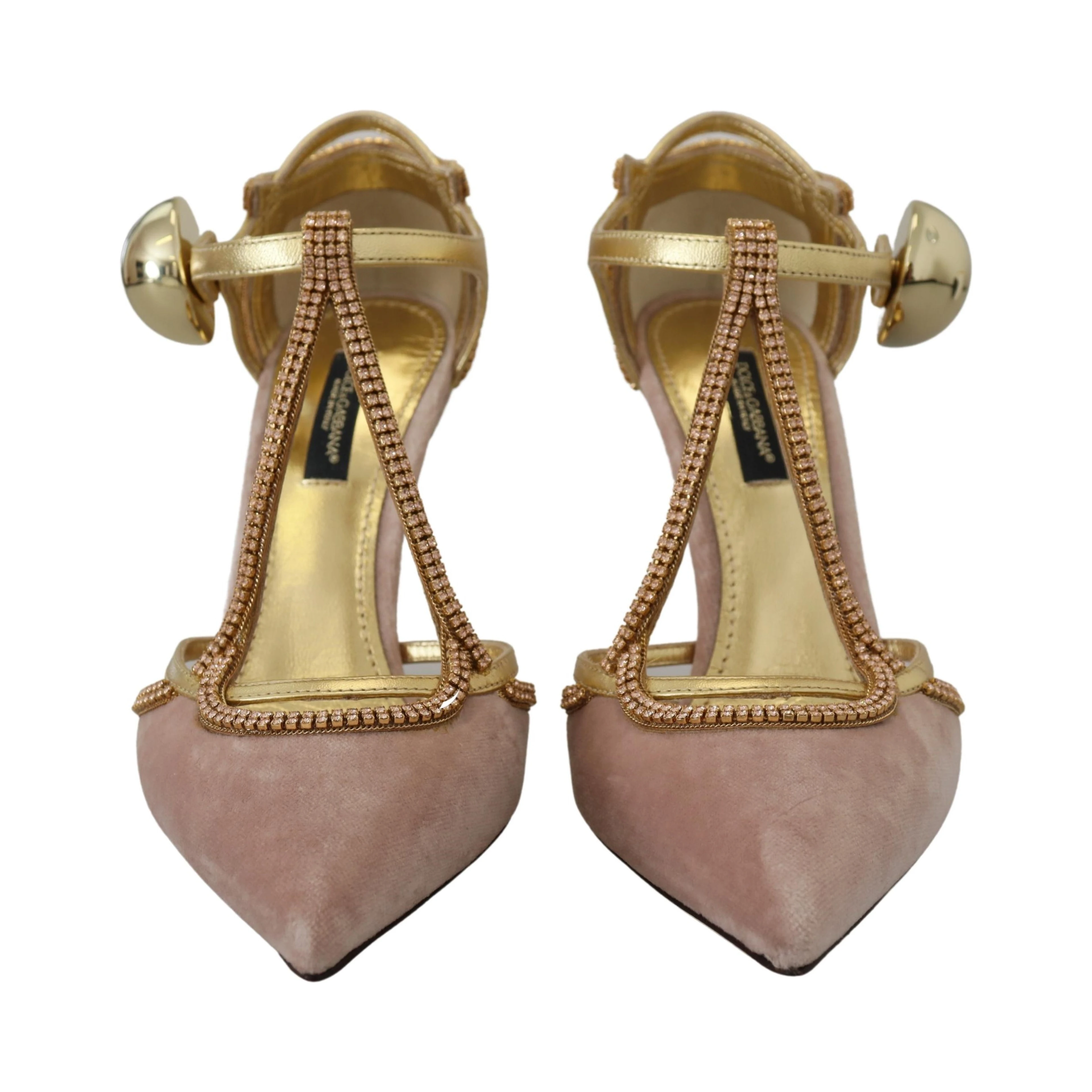 Pink Crystal T-strap Heels Pumps Shoes