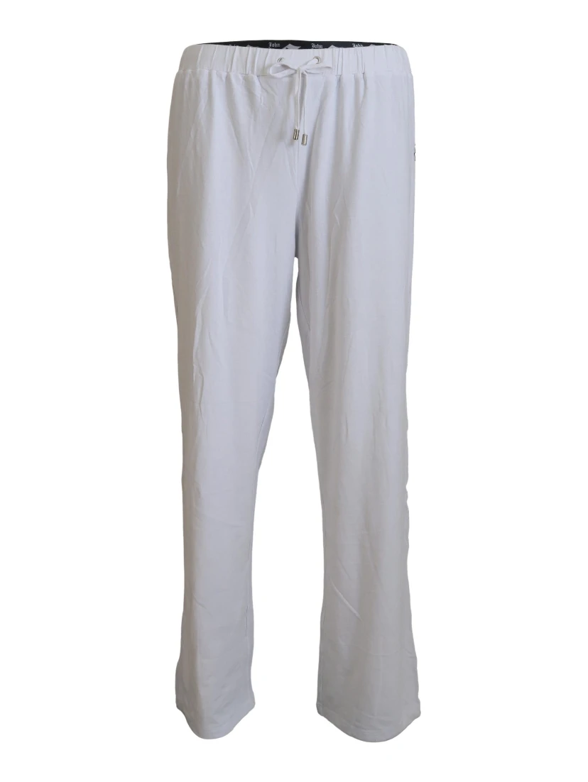 White Cotton Logo Loose Men Pants