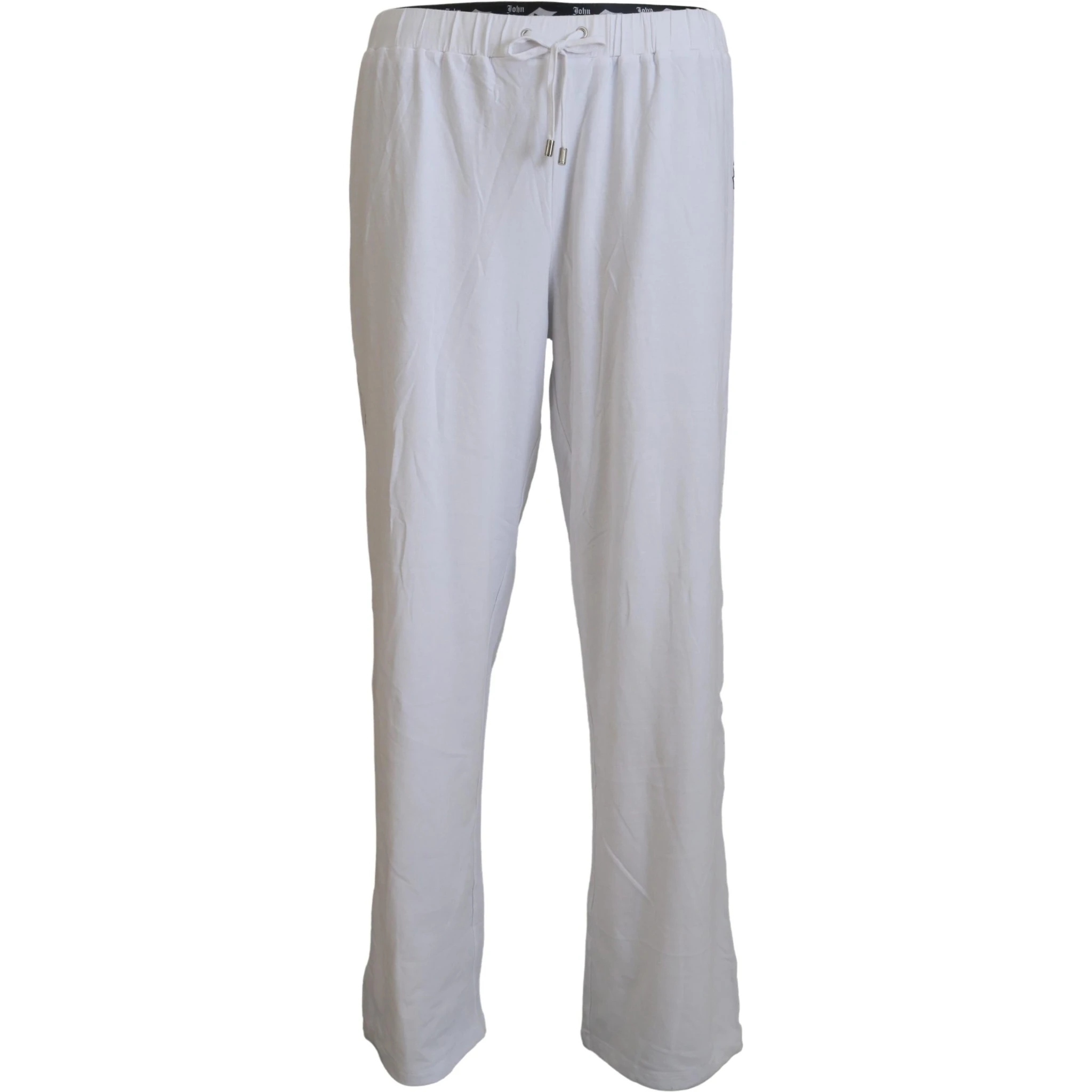 White Cotton Logo Loose Men Pants