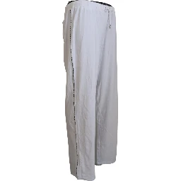 White Cotton Logo Loose Men Pants
