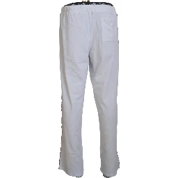 White Cotton Logo Loose Men Pants