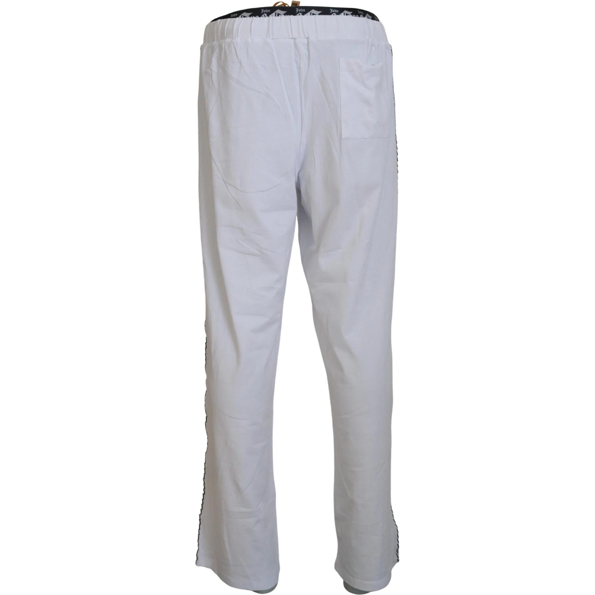 White Cotton Logo Loose Men Pants