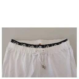 White Cotton Logo Loose Men Pants