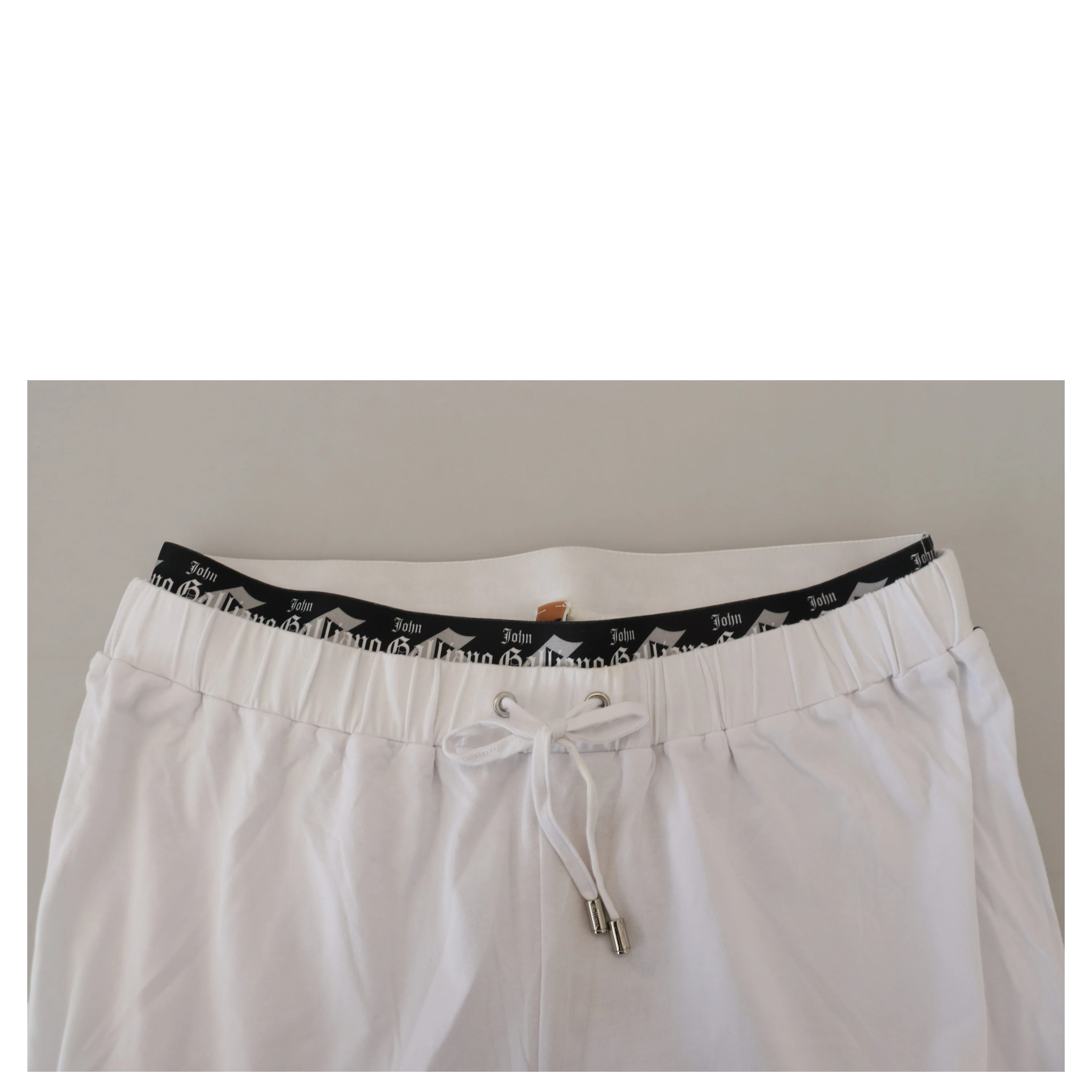 White Cotton Logo Loose Men Pants