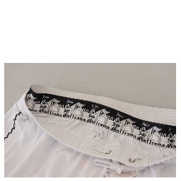 White Cotton Logo Loose Men Pants