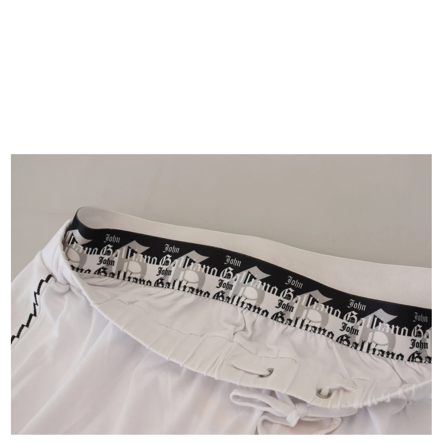 White Cotton Logo Loose Men Pants