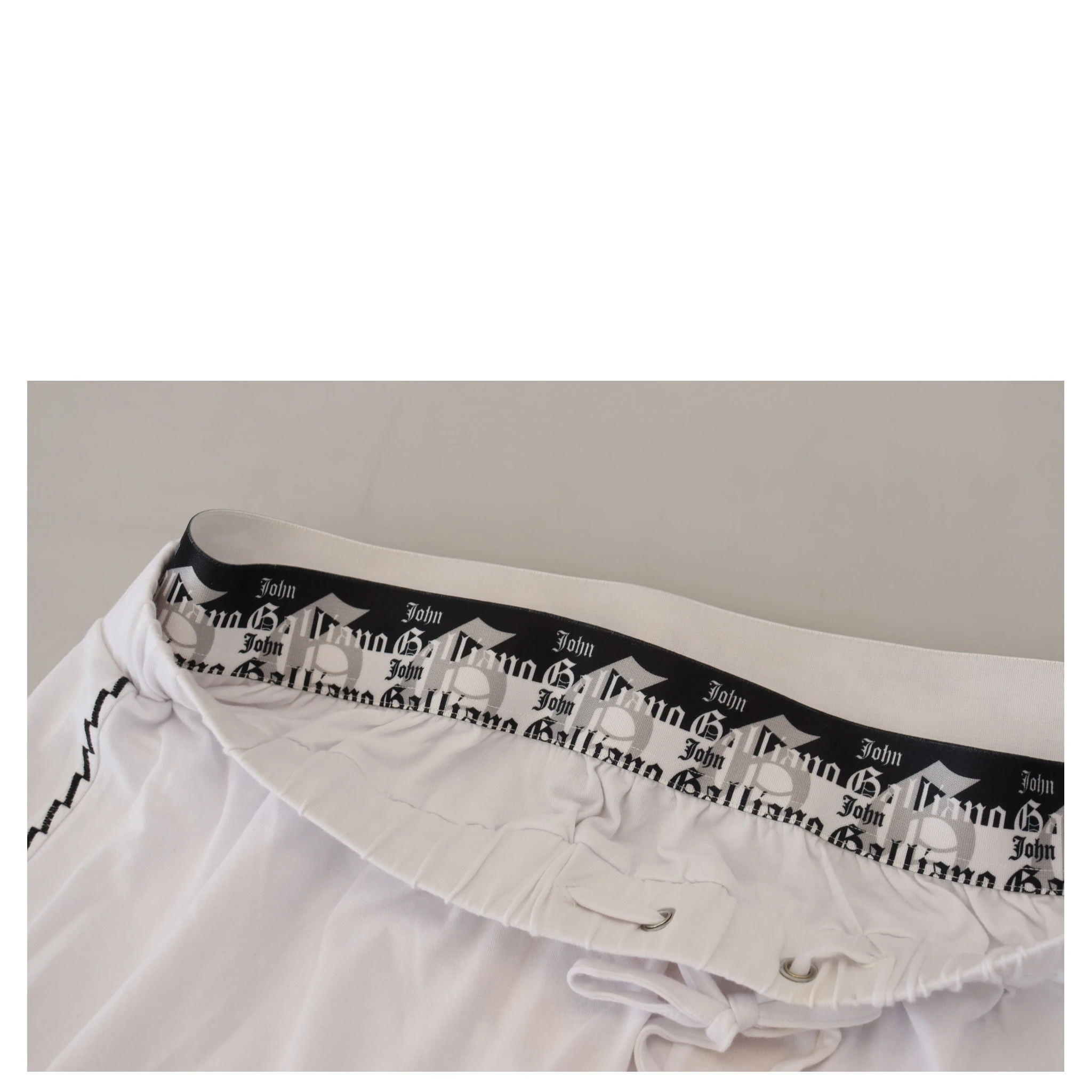 White Cotton Logo Loose Men Pants