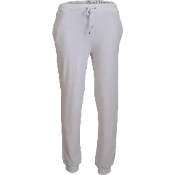 White Cotton Logo Mens Jogger Pants