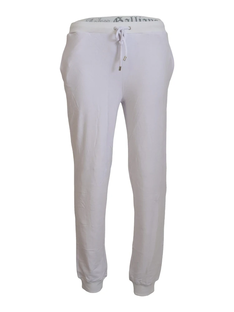 White Cotton Logo Mens Jogger Pants