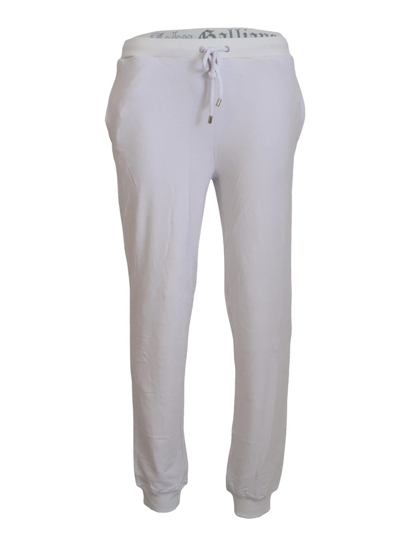 White Cotton Logo Mens Jogger Pants