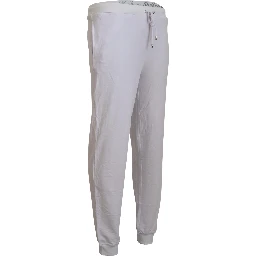 White Cotton Logo Mens Jogger Pants