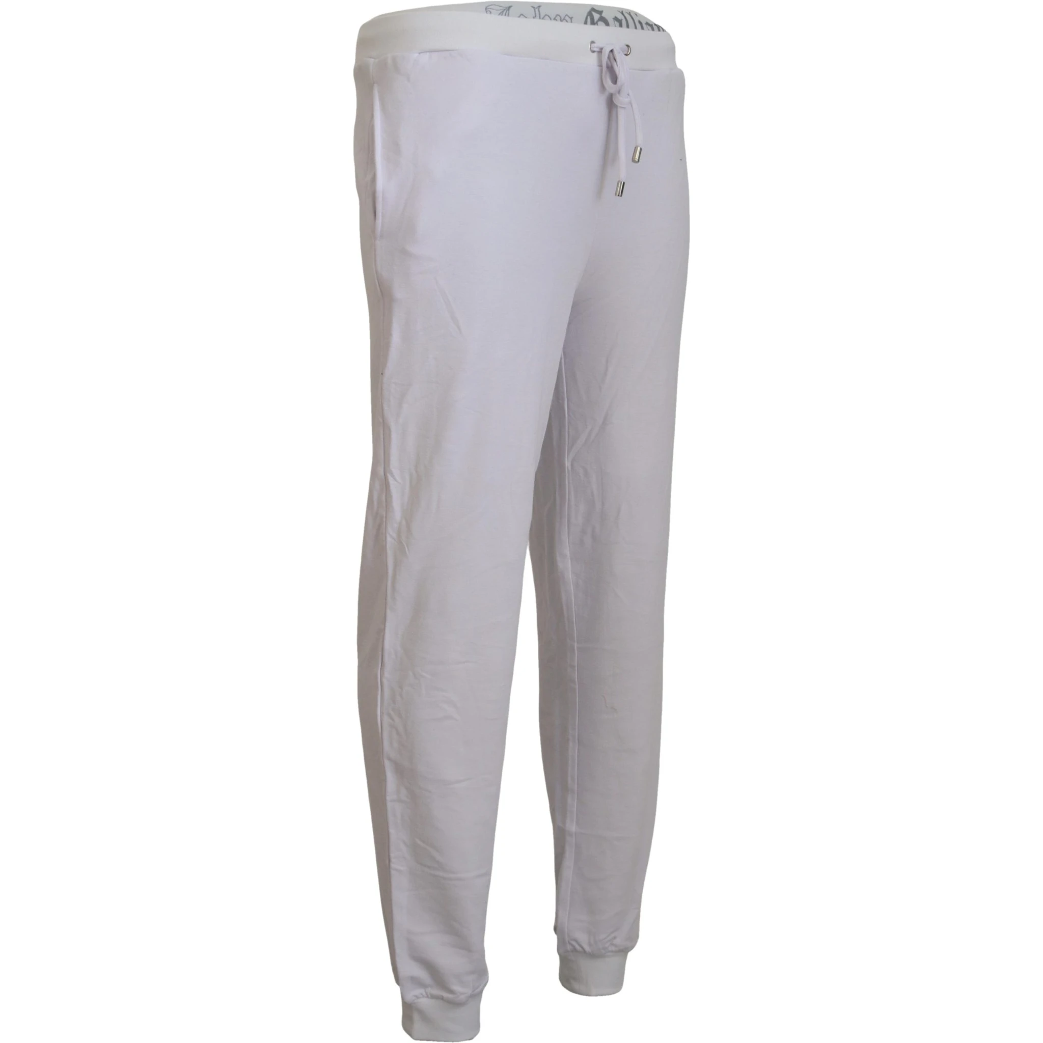 White Cotton Logo Mens Jogger Pants