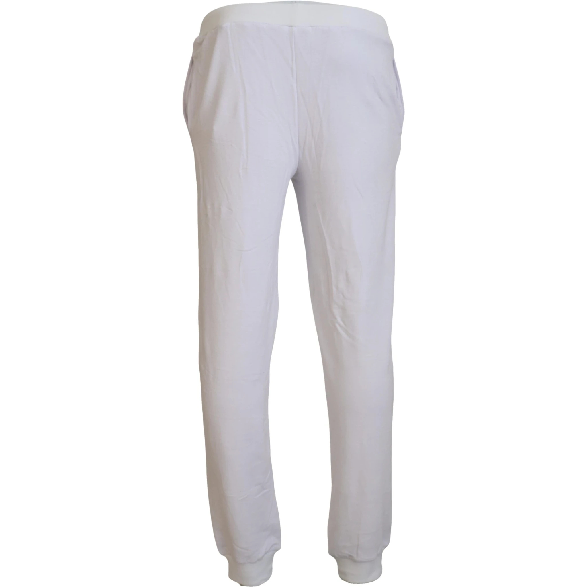 White Cotton Logo Mens Jogger Pants
