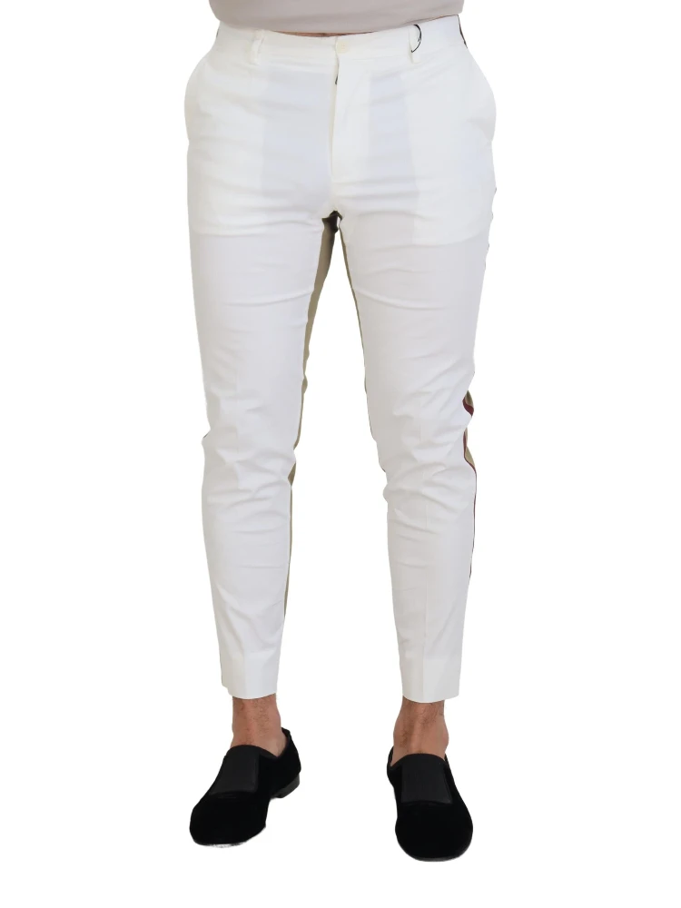 White Brown Slim Fit Chino Pants