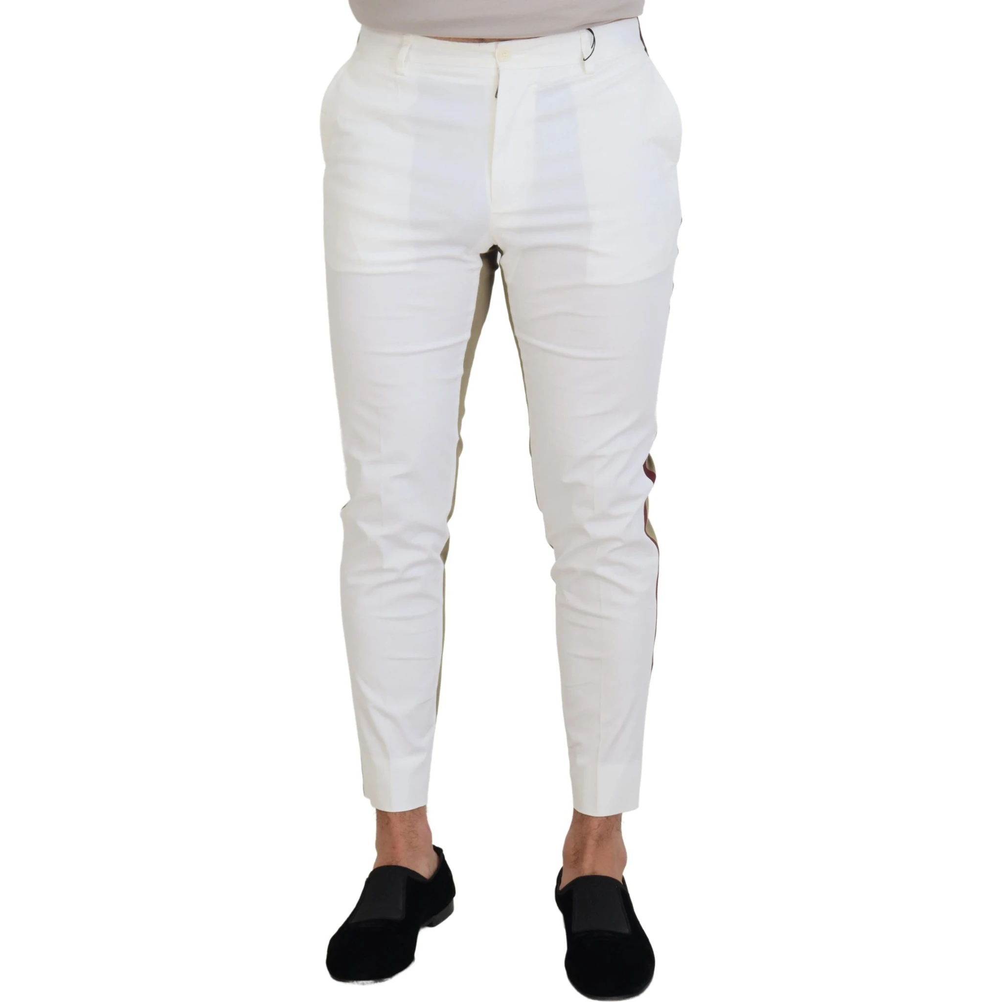 White Brown Slim Fit Chino Pants
