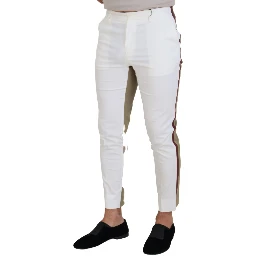 White Brown Slim Fit Chino Pants