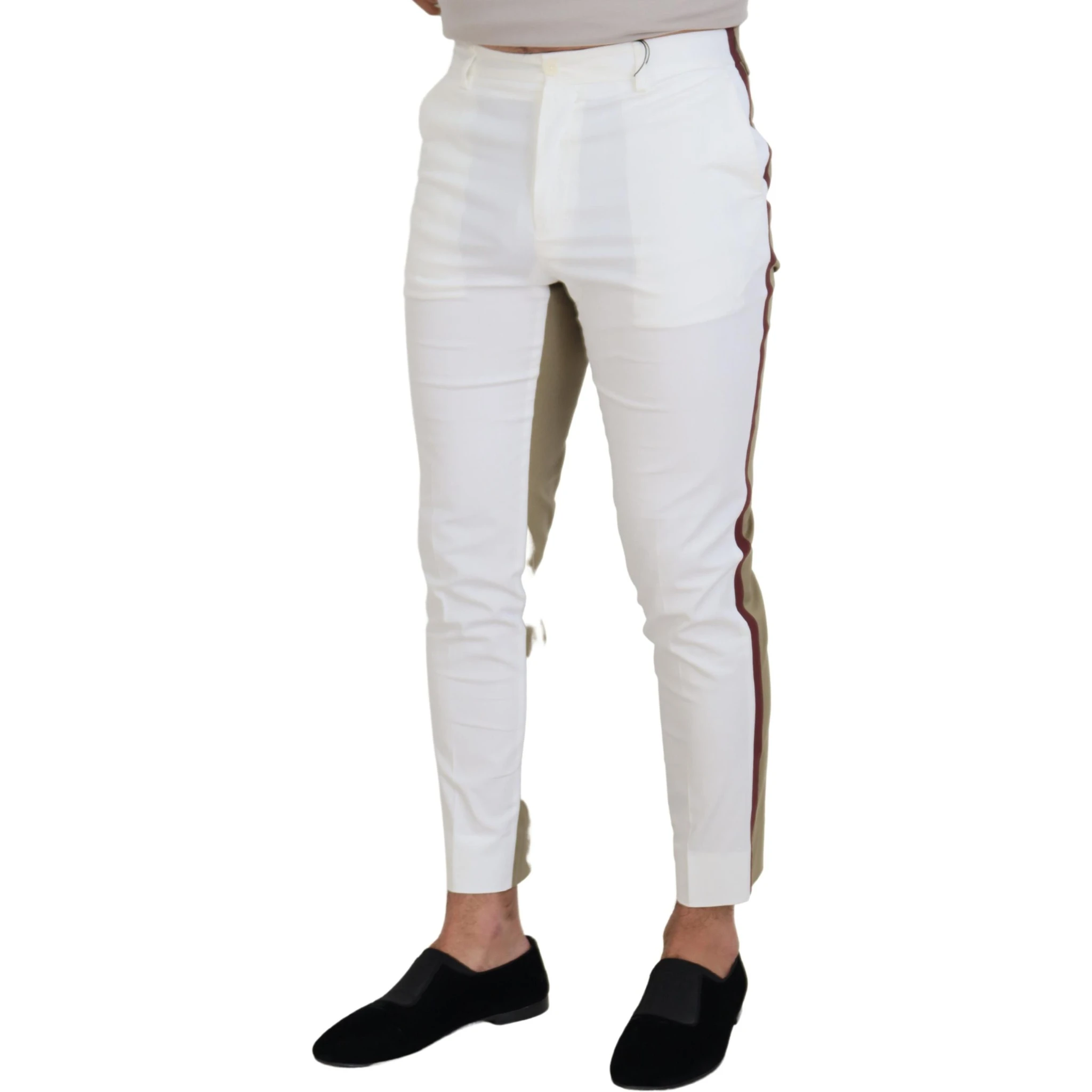 White Brown Slim Fit Chino Pants