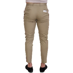 White Brown Slim Fit Chino Pants