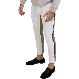 White Brown Slim Fit Chino Pants