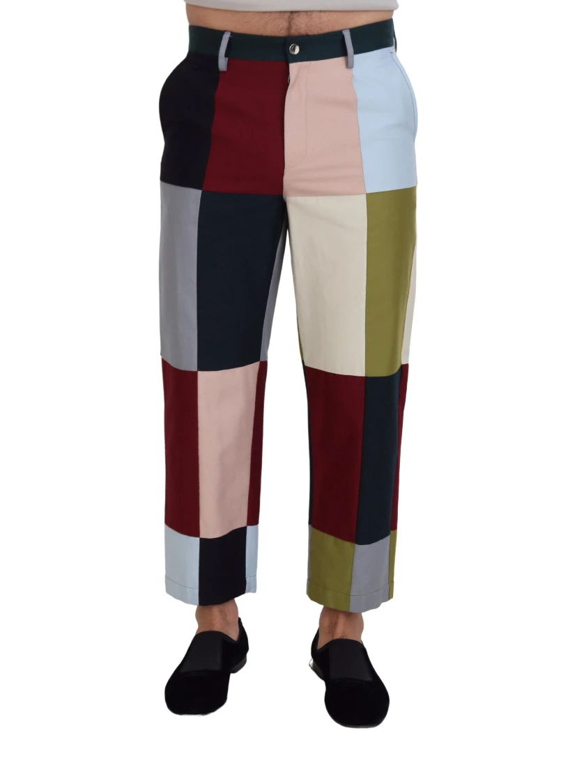 Multicolor Cotton Patchwork Pants