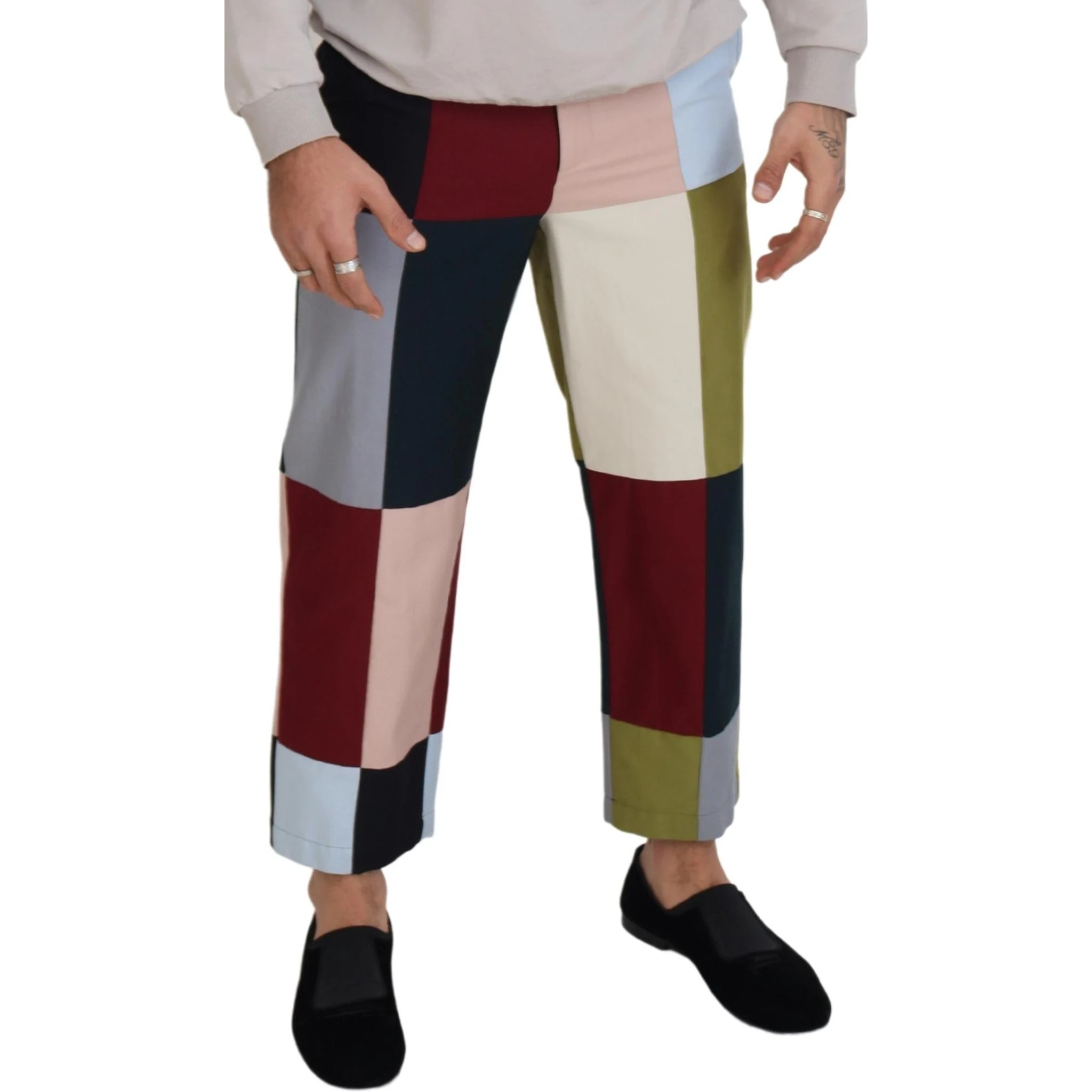 Multicolor Cotton Patchwork Pants