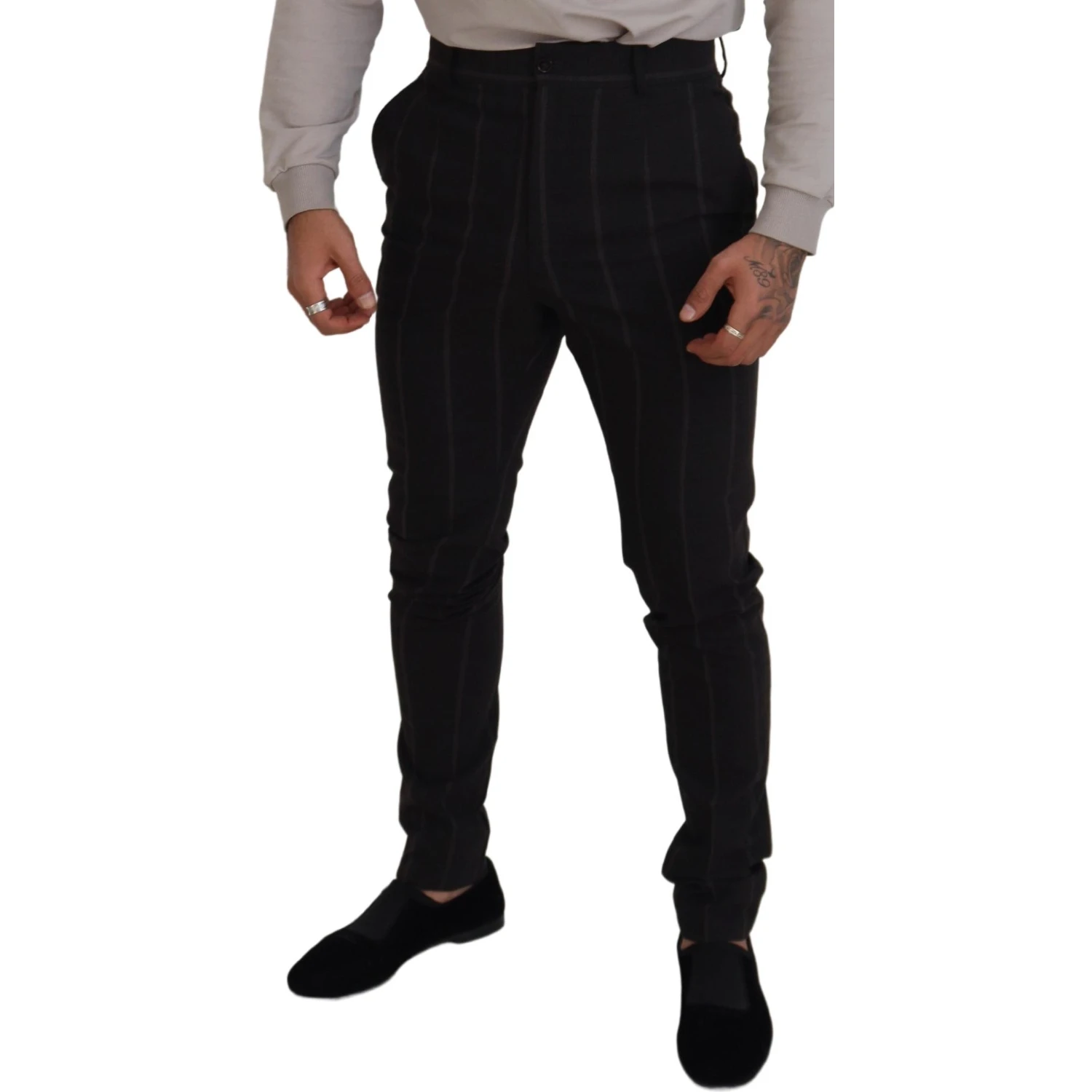 Black Wool Chino Formal Men Pants