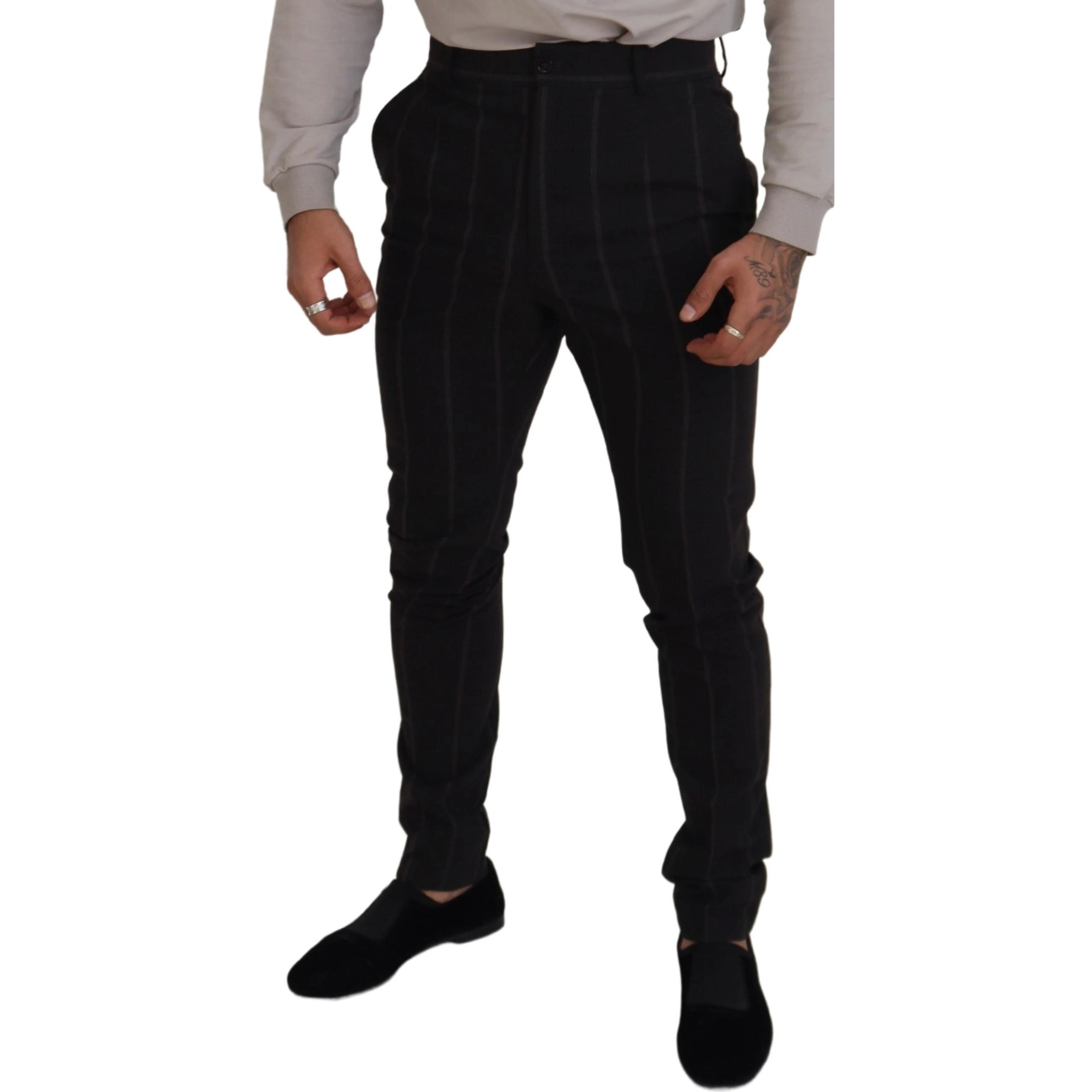 Black Wool Chino Formal Men Pants
