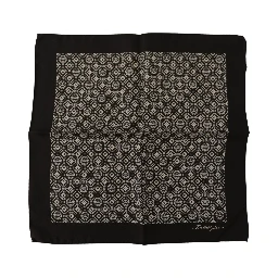 Black Patterned DG Logo Square Handkerchief Scarf