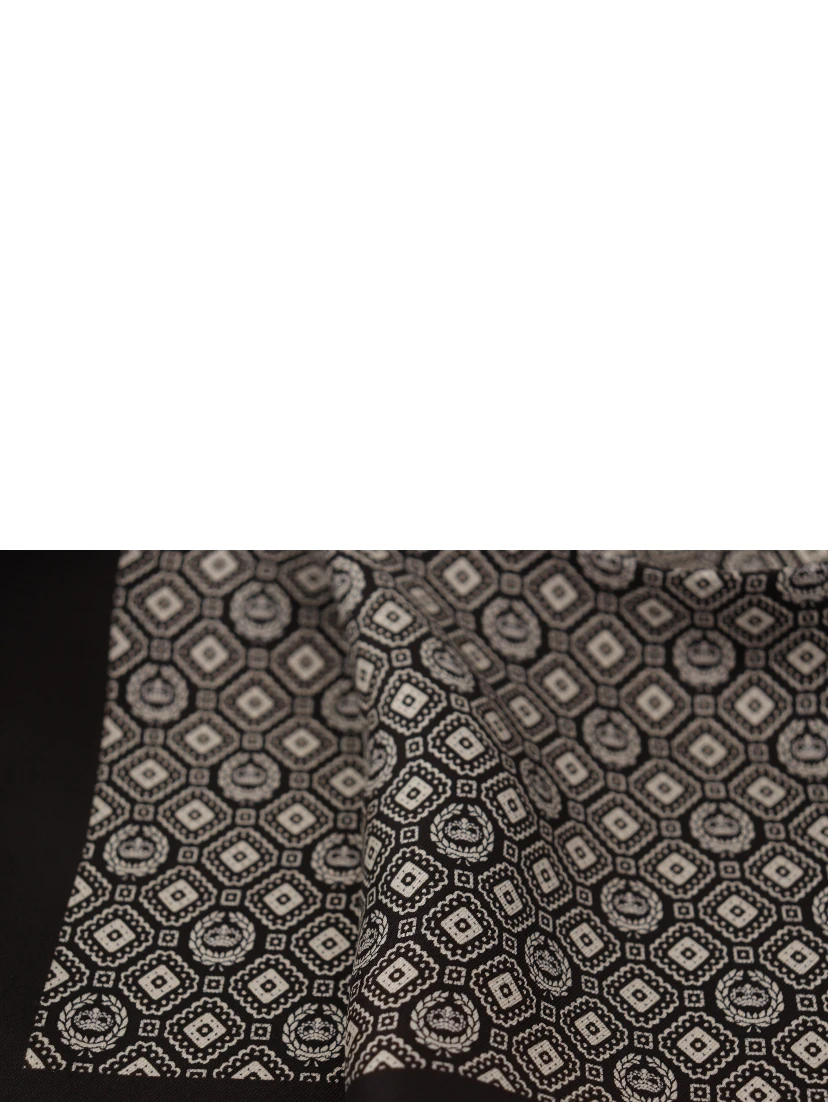 Black Patterned DG Logo Square Handkerchief Scarf