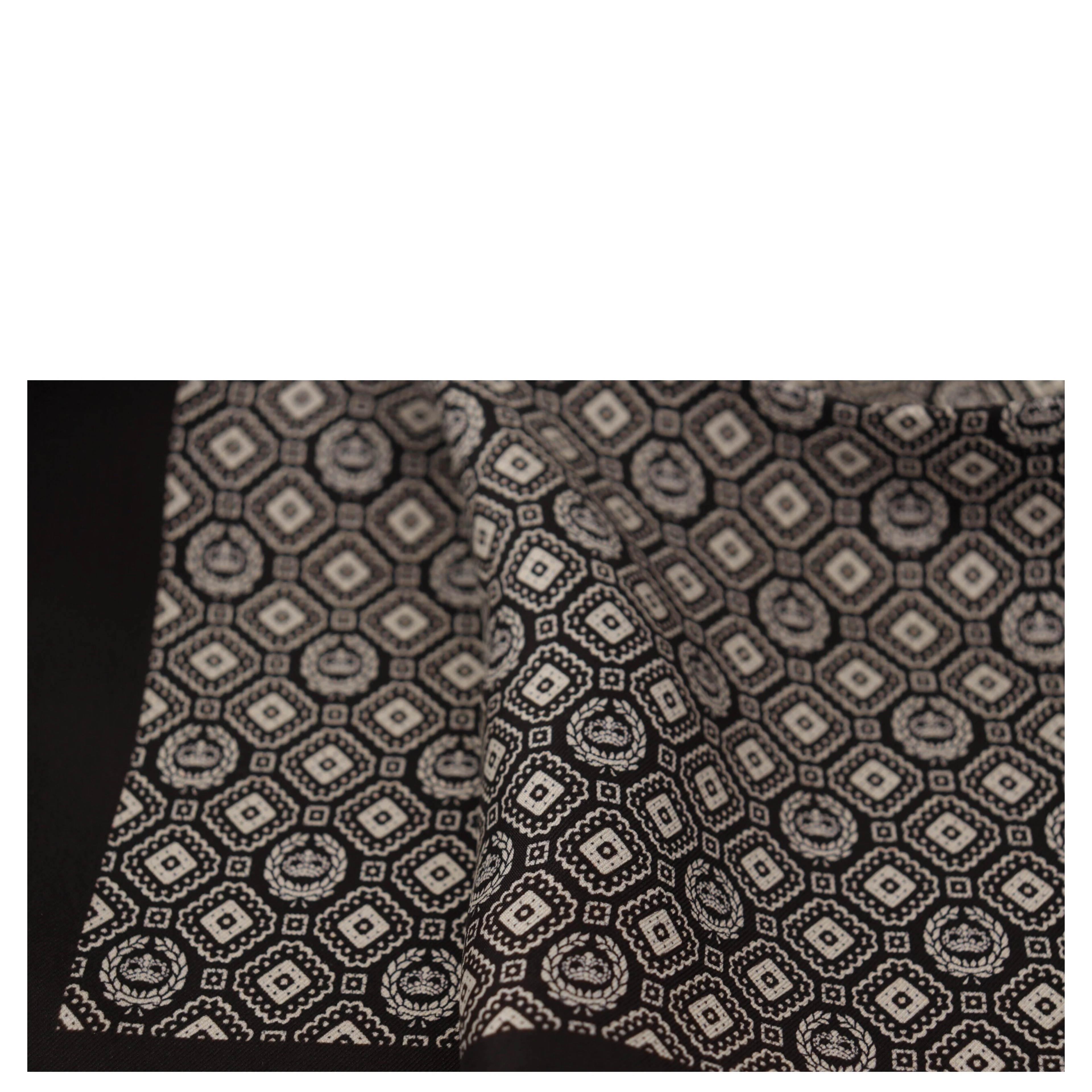 Black Patterned DG Logo Square Handkerchief Scarf
