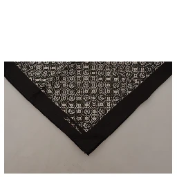 Black Patterned DG Logo Square Handkerchief Scarf