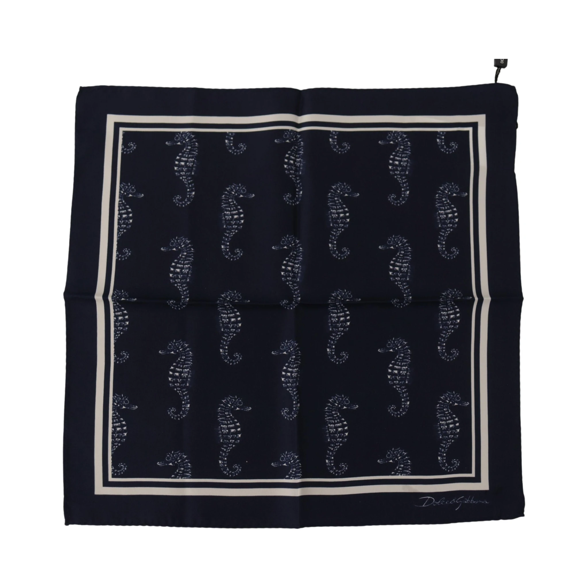Blue Seahorse DG Printed Square Handkerchief Scarf