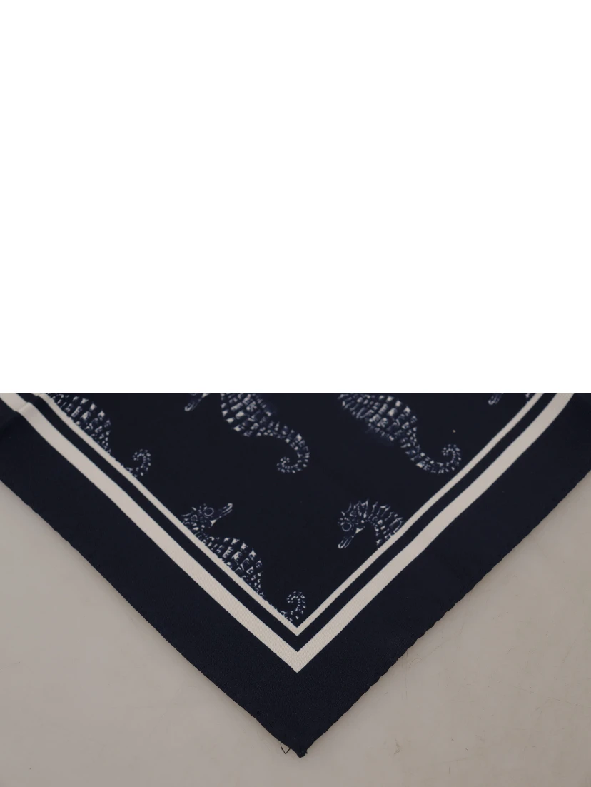 Blue Seahorse DG Printed Square Handkerchief Scarf