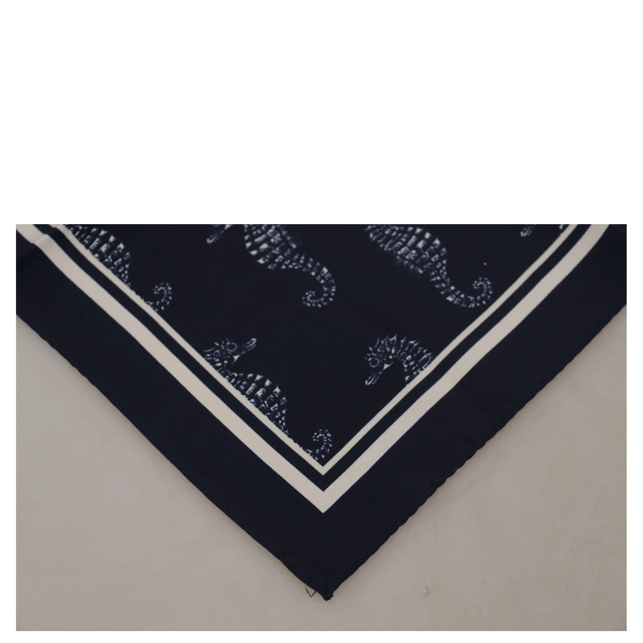 Blue Seahorse DG Printed Square Handkerchief Scarf