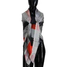 Gray Red Shawl Foulard Wrap Scarf