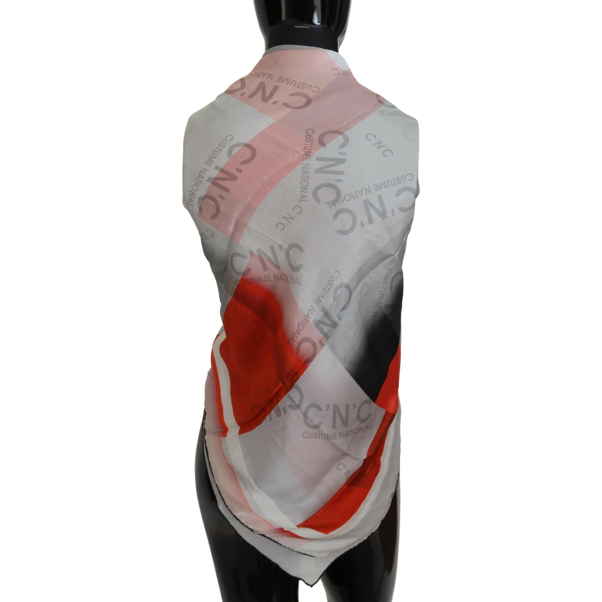Gray Red Shawl Foulard Wrap Scarf