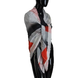 Gray Red Shawl Foulard Wrap Scarf