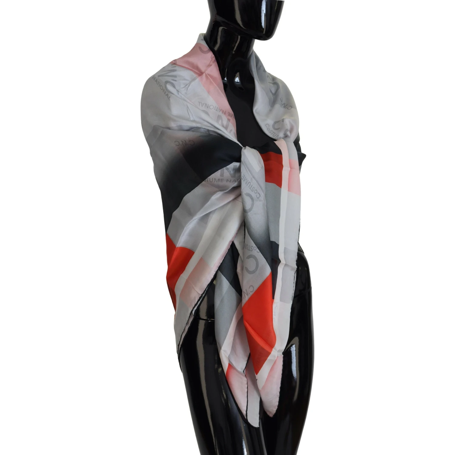 Gray Red Shawl Foulard Wrap Scarf