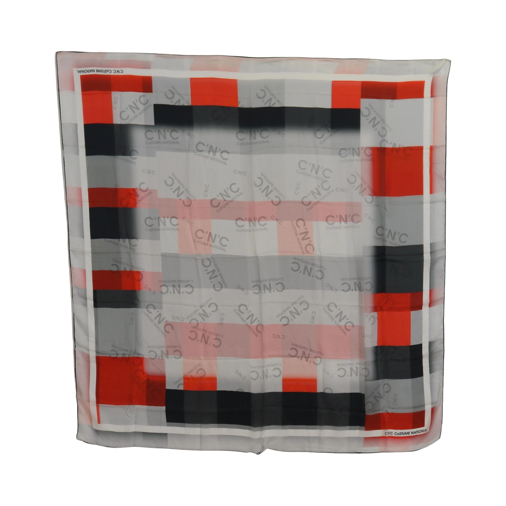 Gray Red Shawl Foulard Wrap Scarf