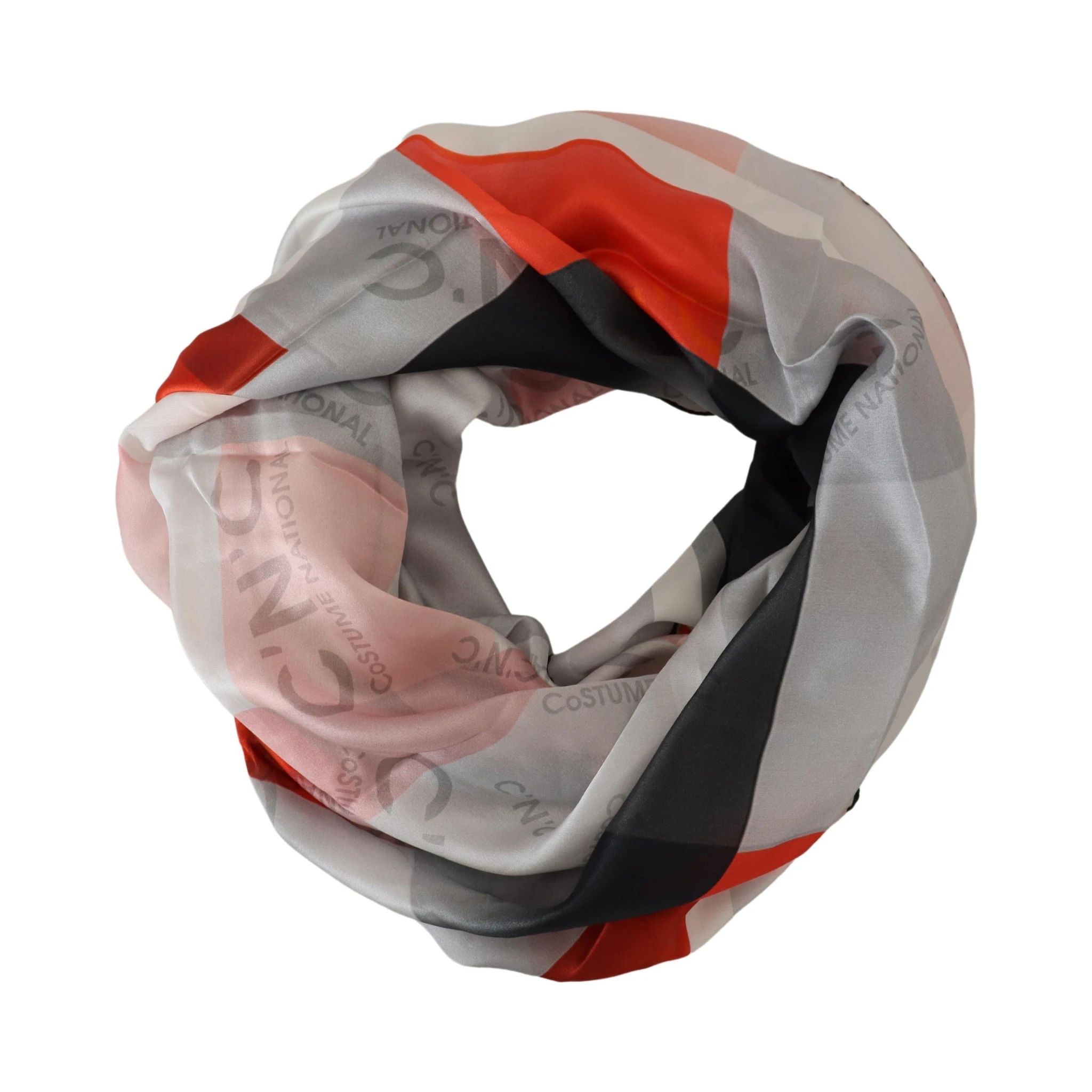 Gray Red Shawl Foulard Wrap Scarf