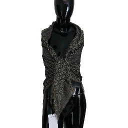 Gray Logo Knit Neck Wrap Shawl Scarf