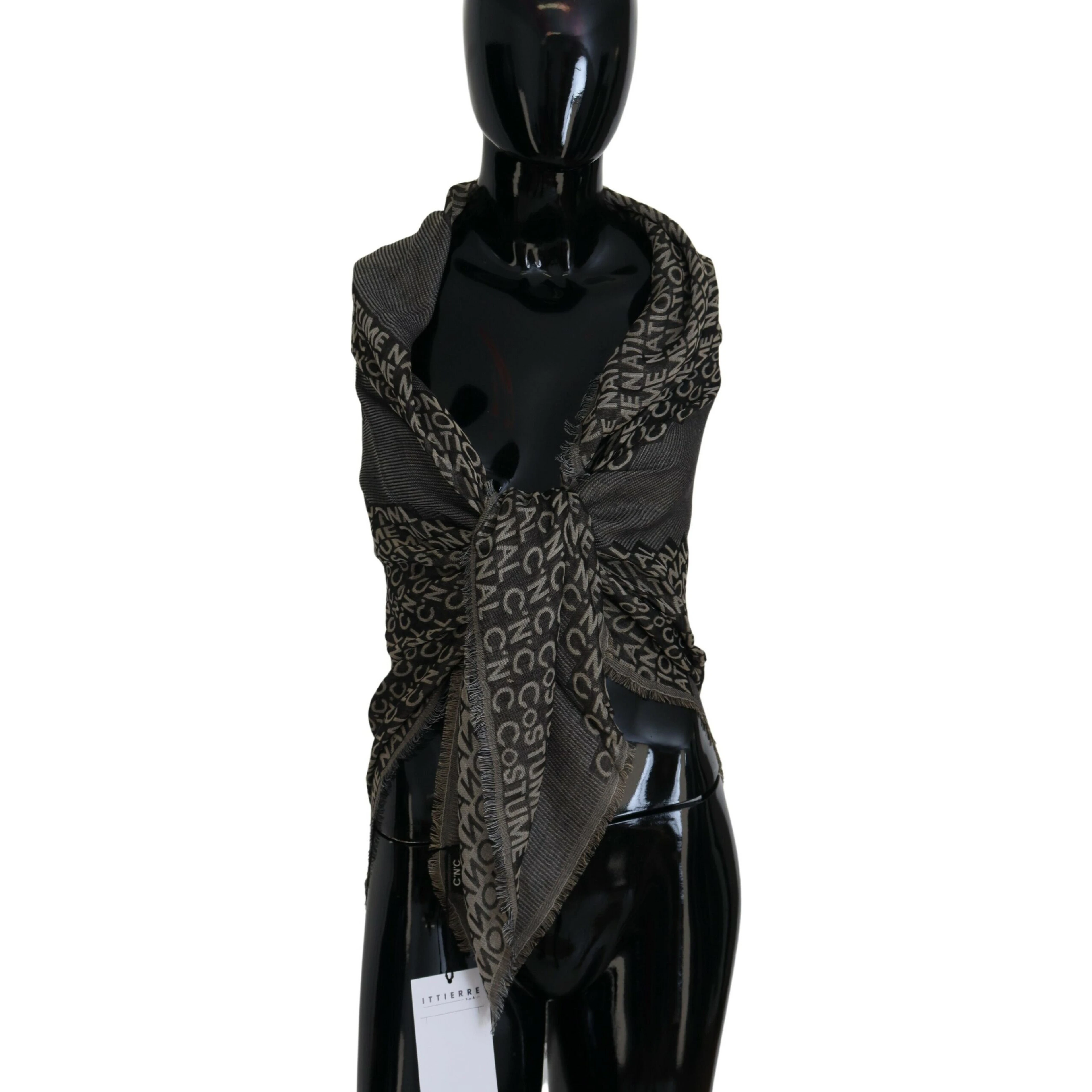 Gray Logo Knit Neck Wrap Shawl Scarf