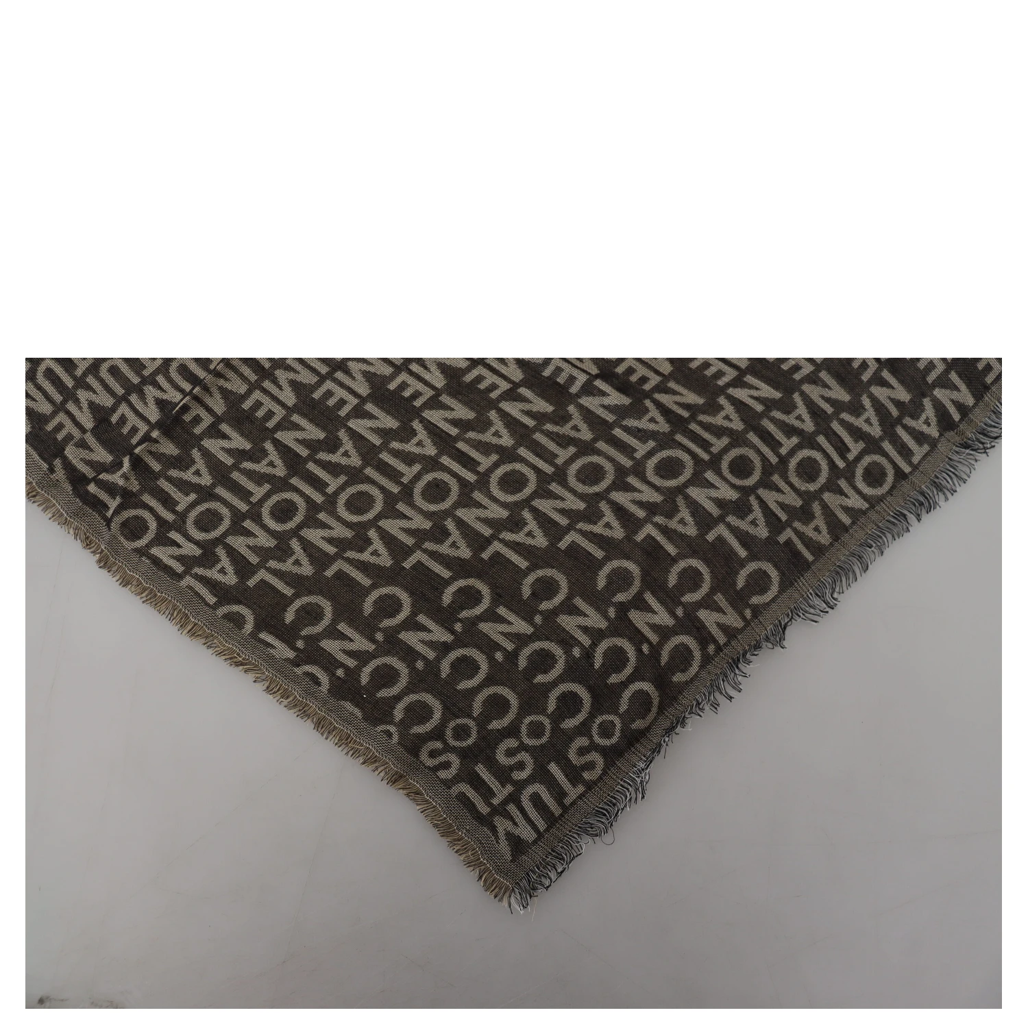 Gray Logo Knit Neck Wrap Shawl Scarf