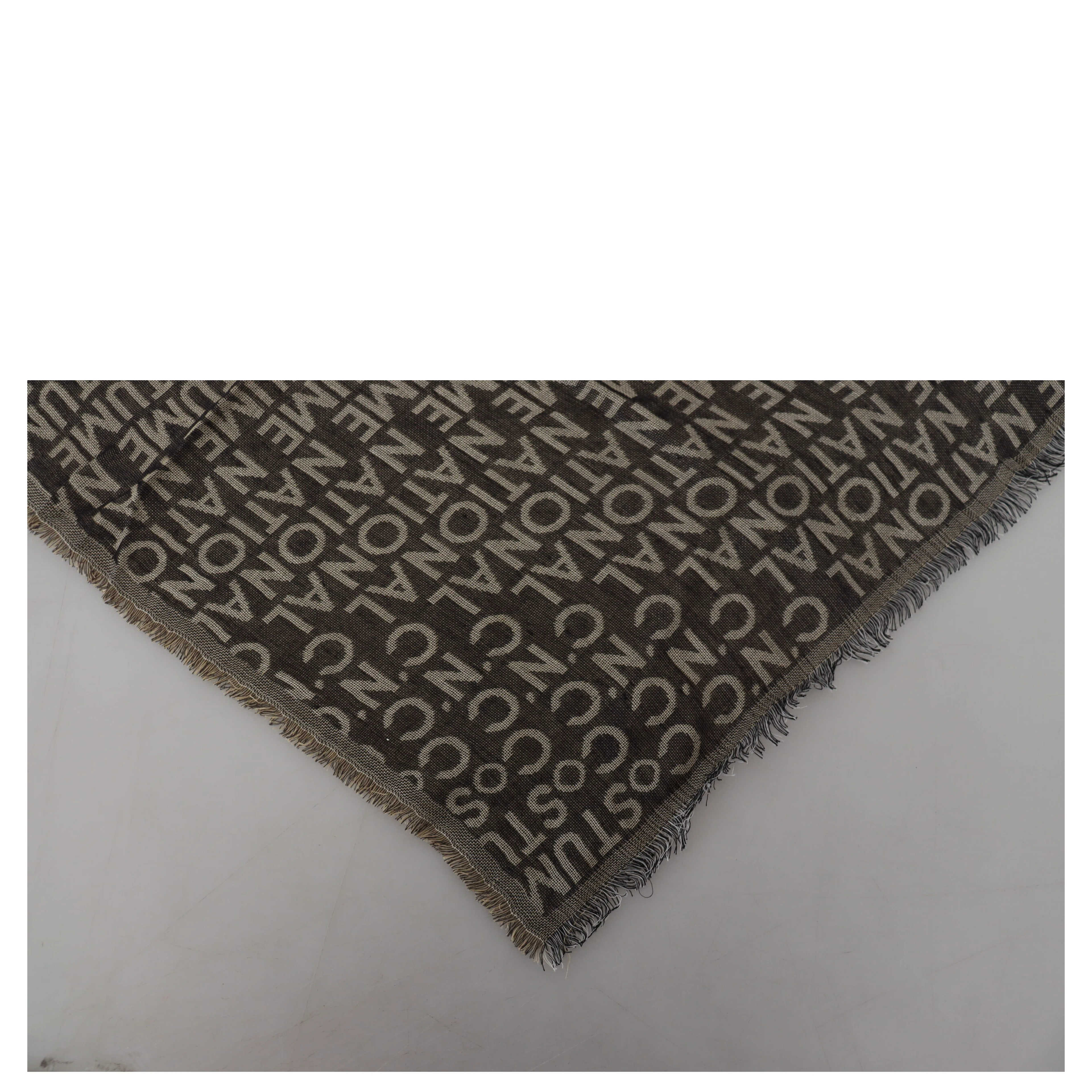 Gray Logo Knit Neck Wrap Shawl Scarf