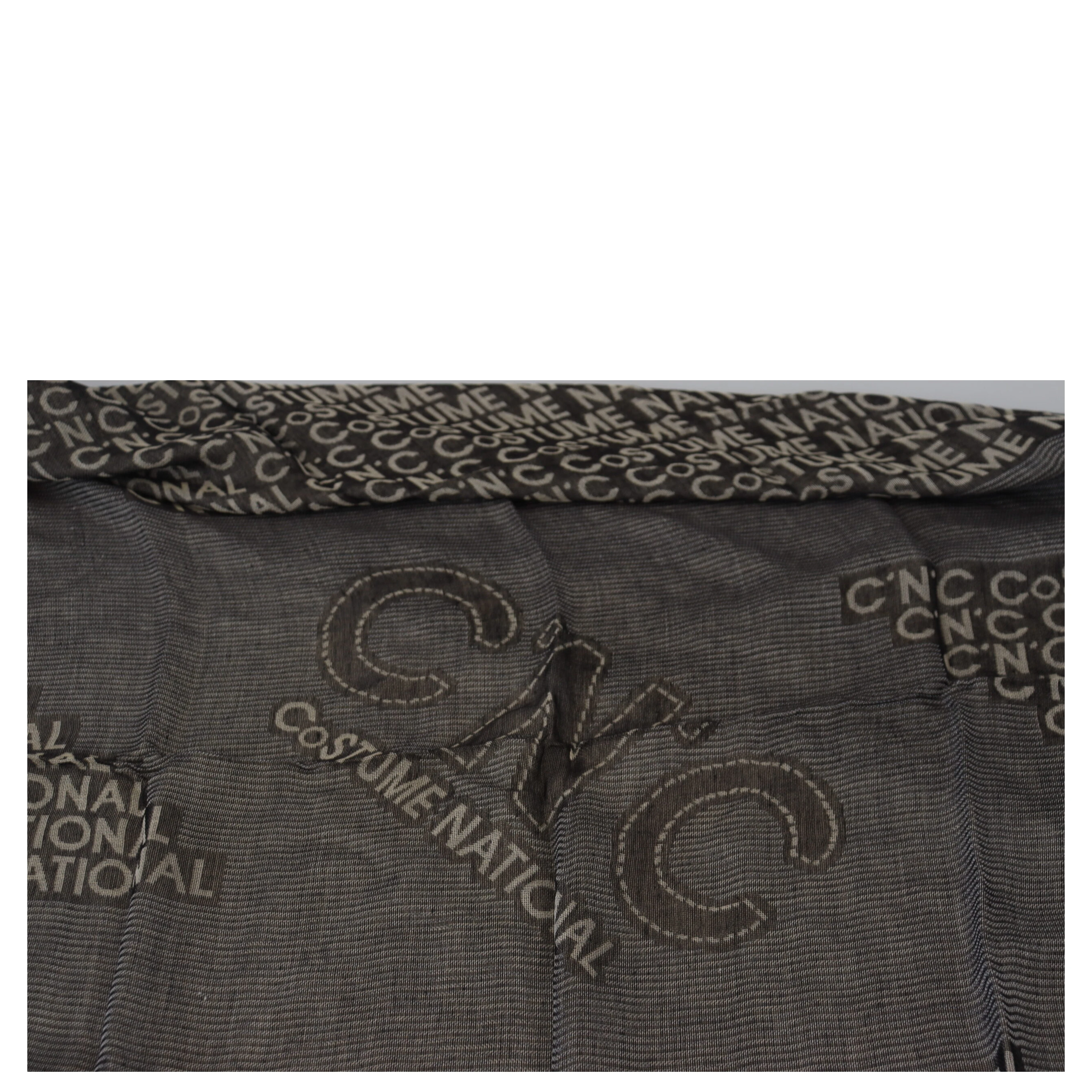 Gray Logo Knit Neck Wrap Shawl Scarf